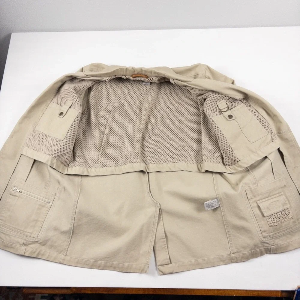 Roundtree Yorke Blazer Mens M Khaki Leather Elbow Patch Safari Sport Coat 90s